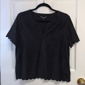 Scalloped Suede Blouse